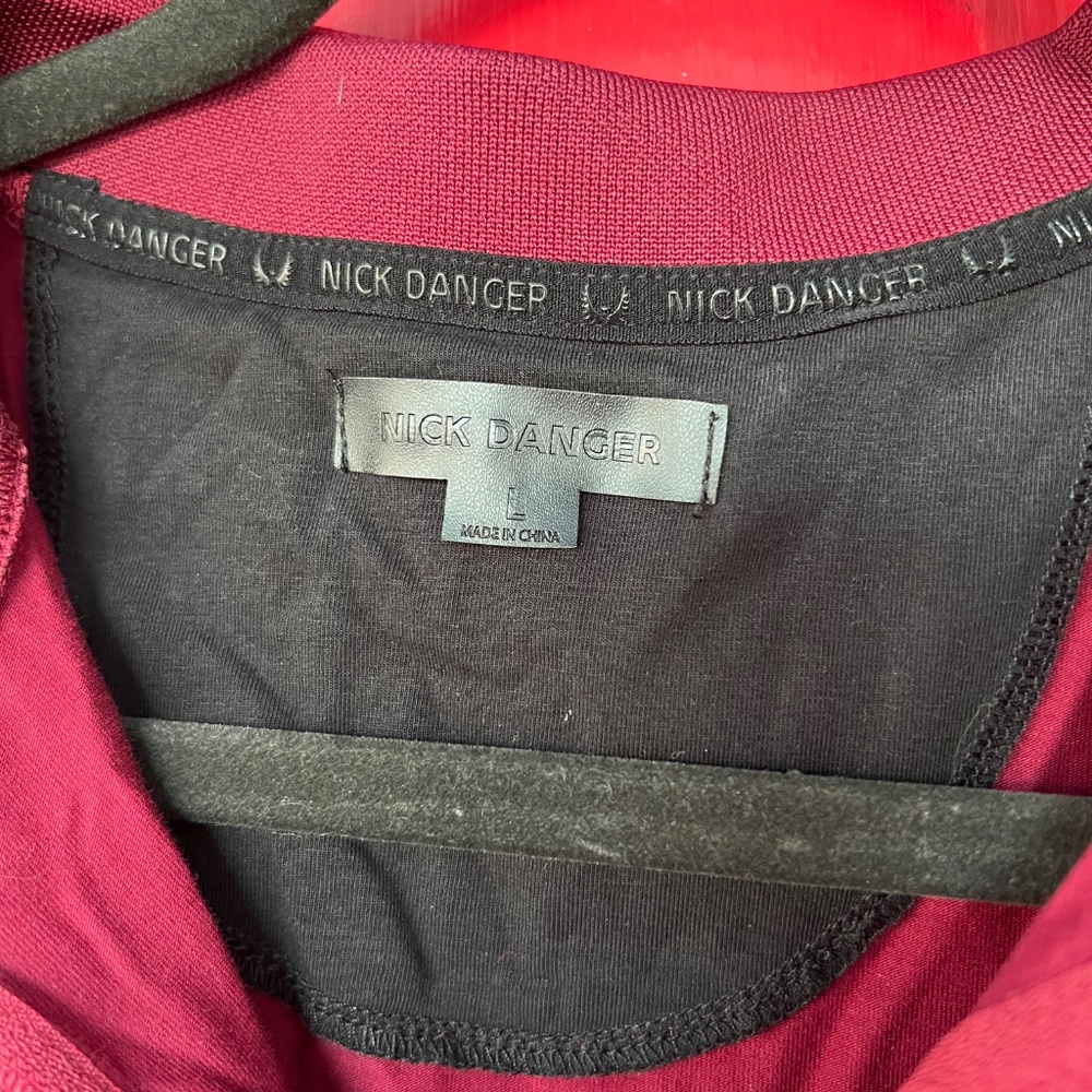 Nick Danger Large Short Sleeve Shirt Quart Zip Red Burgundy Sport Lightweight